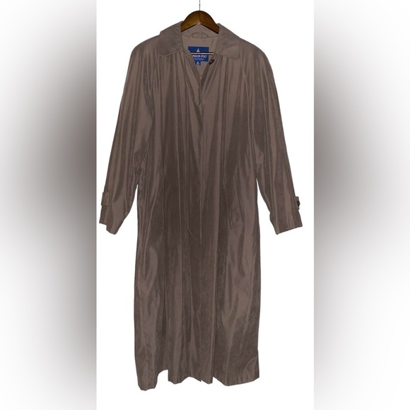 Vintage London Fog Women Velvet Trenchcoat 80's Padded Shoulder Size L Old Money - Picture 1 of 10